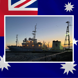 image of ship and Australian flag