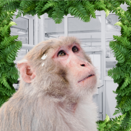 macaque, lab, and ferns