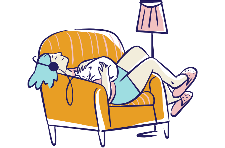 image of human relaxing in chair with cat