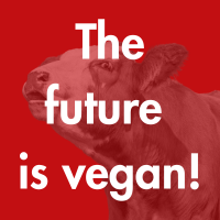 the future is vegan text and cow