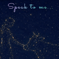 Speak to me title and woman and cow made of stars