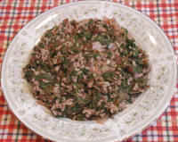Beet Greens, Spinach and Onions with Brown Rice