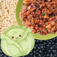 black beans, cabbage and rice