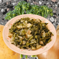 broccoli rabe, onions and potatoes