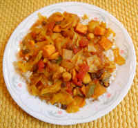 Cabbage, Carrot, Onion, Sweet Potato, Tomato, and Zucchini Curry