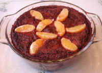 Black Sticky Rice Pudding with Plantain and Orange