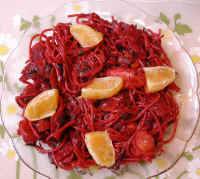 Spaghetti and Beets with a Ginger Orange Sauce