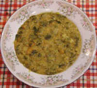Yellow Split Pea and Collard Greens Curry Soup