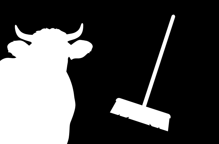 cow and broom silhouettes