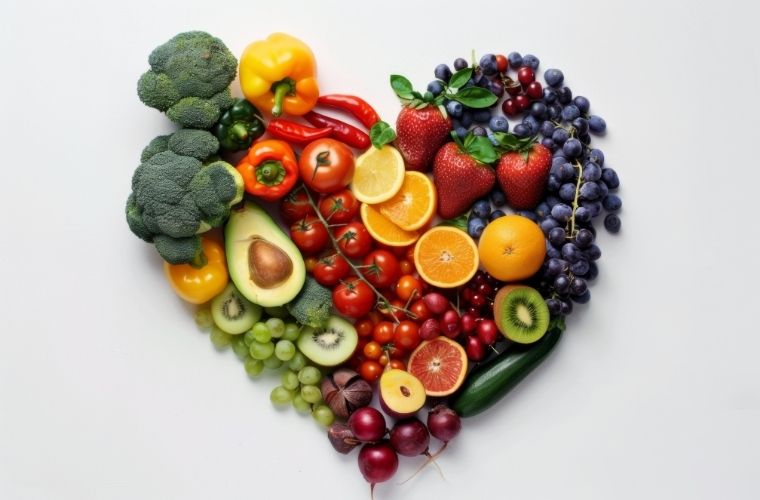 heart made of fruits and vegetables