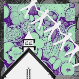 food, church, and paper dolls