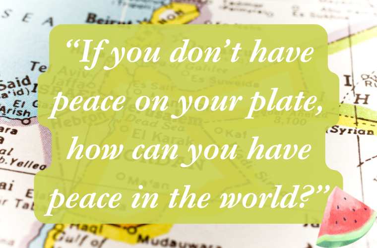quote, map of Middle East, and watermelon slice