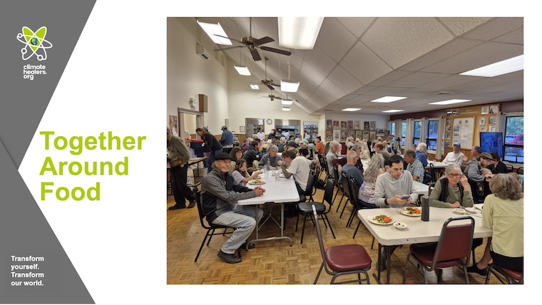 Climate Healers article graphic, community meal