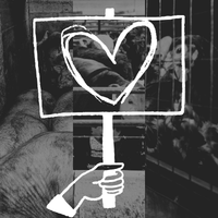 farmed animals and image of sign with heart