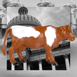 plastic cow, U.S. Capitol, and chemical reactor