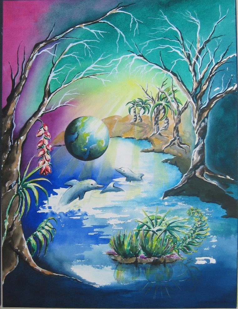 painting with dolphins