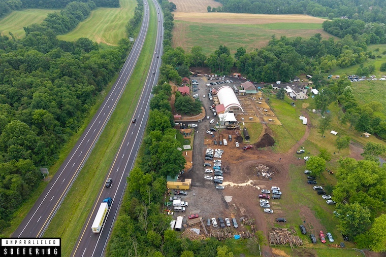aerial view of massacre location