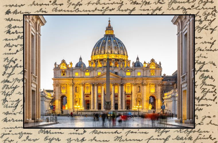image of Vatican City and hand written letter