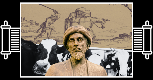 Maimonides, peasant striking donkey, and cows